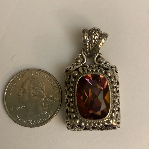 Sarda Sterling Silver Mystic Fire Topaz Pendant - Picture 6 of 6
